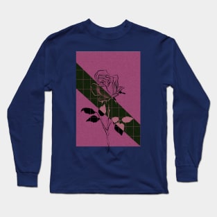 Minimalistic Pink and Black Rose Print |  Positivity Long Sleeve T-Shirt